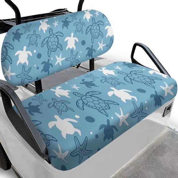 HUIACONG Sea Turtle and Starfish Design Easy to Install Golf Cart Seat Cover for Sports Cart Car Golf Cart Seats Club Car, Breathable Disassemble Microfiber Towel for Seats