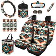 thumbnail image 1 of HUIACONG Southwestern Tribal Car Seat Covers Full Set 14 Pcs Washable Non-Slip Universal Auto Interior Decor with Steering Wheel Cover Seat Belt Pads Armrest Cover Headrest Covers, 1 of 7