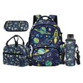 thumbnail image 1 of HUIACONG Space Rocket Planet 17 Inch Backpack and Lunch Box Set 4 Pcs Total, Pencil Case & Water Bottle Sleeve, Fits Laptop and Textbooks, for Middle and High School, 1 of 7