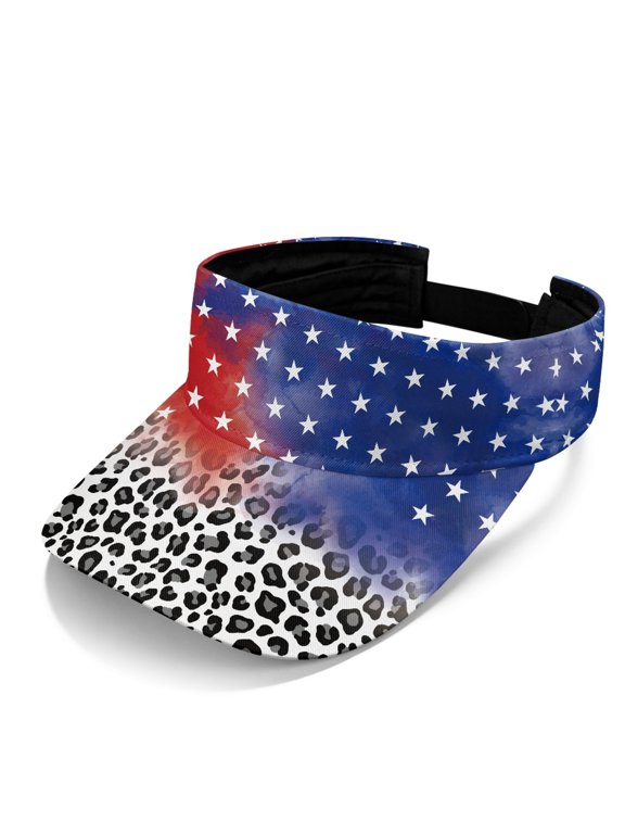 Star Leopard Print Pattern Sun Visor Hat for Unisex, Polyester Fabric Breathable Adjustable Sun Visor Cap for Golf Travel Running