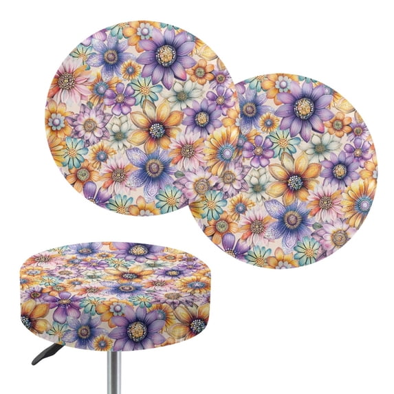 HUIACONG Stretch Bar Stool Saddle Padded Seat Covers for Kitchen Bathroom, Soft Fabric Waterproof Round Bar Stool Cushion Padded Cover with Dustproof