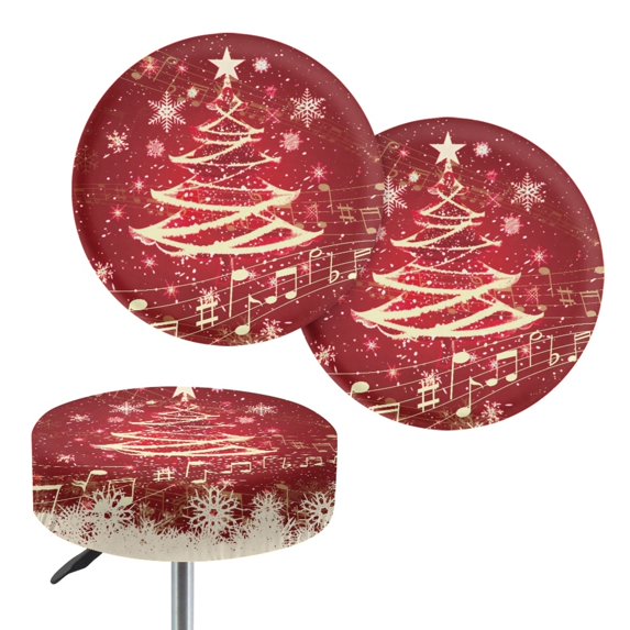 HUIACONG Stretch Stool Cushion Slipcover, Christmas tree Soft Fabric Washable Vanity Seat Cushion Saddle Slipcovers for Restaurant Kitchen