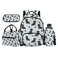thumbnail image 1 of HUIACONG Striped Dachshund 4 Piece Kids School Backpack 17 Inch, Includes Lunch Bag, Pencil Case & Water Bottle Sleeve, Breathable Back Panel, for Ages 6-9, Elementary, 1 of 7