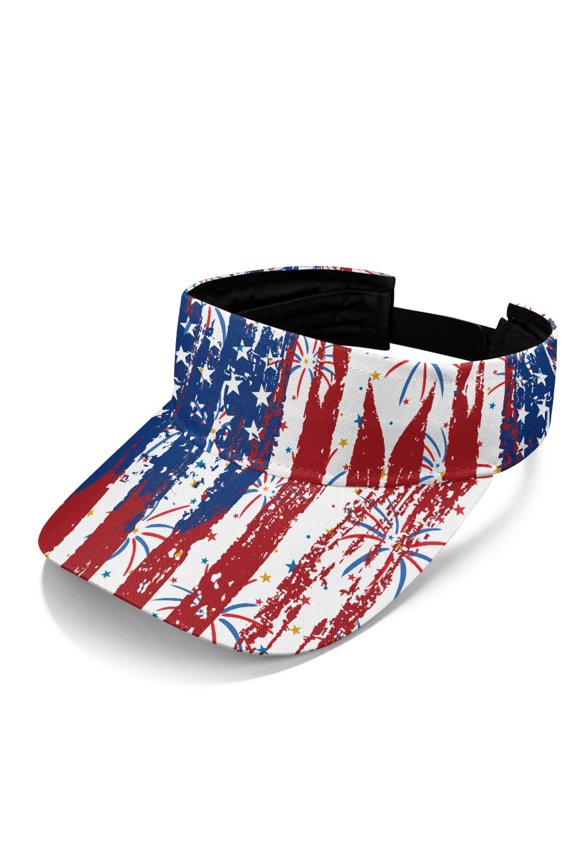 Sun Protection Polyester Fabric Visor Cap for Running Golf, Lightweight Comfort Fit UV Protection Visor Hat, Firework Star Pattern