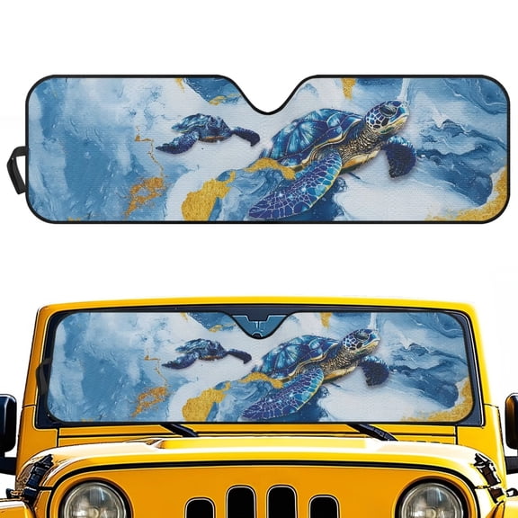 HUIACONG Sun Shade Windshield Compatible with Jeep Wrangler TJ JK JL & Gladiator JT Heat Shield Sun Visor Cover Windshied Sunshade Block UV Rays ,1Pcs Sea Turtle