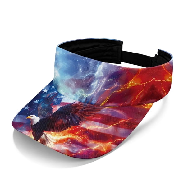 HUIACONG Sun Visor with Bald Eagle Pattern, Adjustable Polyester Sun Visor Hat for Golf Outdoor Sports and Daily Wear