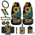 thumbnail image 1 of HUIACONG Sunflower Leopard Car Interior Accessories Seat Covers for Car Car Wheel Protector Auto Seat Belt Cover Car Garbage Can Car Organizer Rearview Mirror Cover Car Cup Coasters Key Chains 12 Pcs, 1 of 6