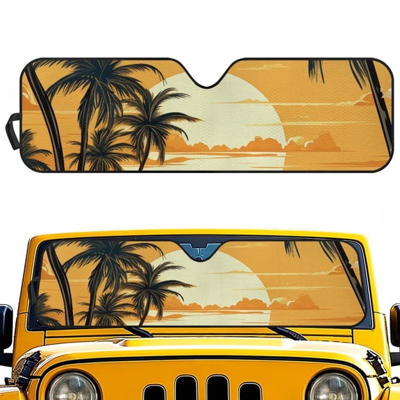 HUIACONG Sunset Beach Sun Shade for Jeep,Windshield Sunshade for Wrangler TJ JK JL1997-2024,Sun Shade Windshield Cover for Jeep,UV Ray & Heat Block Windshield Shades