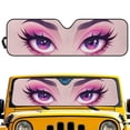 thumbnail image 1 of HUIACONG Sunshade Windshield Car Sun Shade Heat Shield Custom-fit Sunshade Sun Visor Mat for 1997-2017 Jeep Wrangler Rubicon Sahara TJ JK JKU 2/4 Doors Pink Eyes, 1 of 6