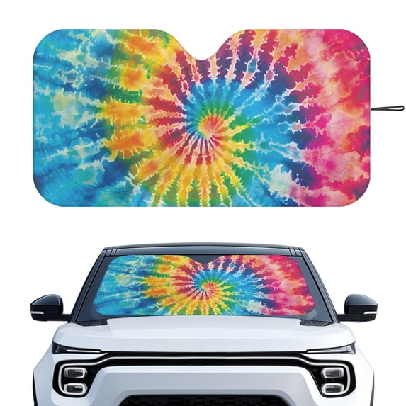 HUIACONG Tie dye Protect Interior Car Windshield Sun Shade for Universal Universal Fit Foldable Keep Cool All-Season Car Windshield Sunshade