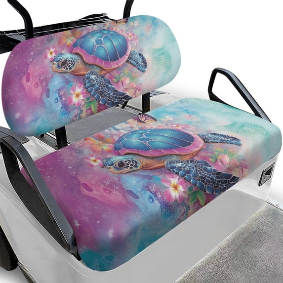 HUIACONG Turtle and Butterfly Pattern Universal Fit Golf Cart Seat Covers, Cute Soft Heavy Duty 2 Piece for Club Car EZGO TXT