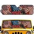 thumbnail image 1 of HUIACONG US Flag Eagle Windshield Shade for 2018-2024 2025 Jeep Wrangler JL / 2020-2024 Jeep Gladiator JT Accessories 18.5''x56'' Front Window 250th Sun Shade Protector Foldable Blocks UV Rays, 1 of 6
