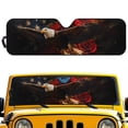 thumbnail image 1 of HUIACONG US Flag Eagle Windshield Sun Shade for Jeep Wrangler TJ JK JKU JL JLU ,Aluminum Foil Film Car Winshied Sun shade,Effectively Blocking Heat and UV Rays, 1 of 6