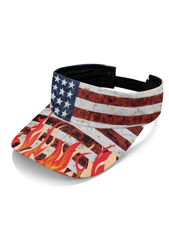 US Flag Empty Top Sun Visor Cap for Travel Beach, Open Top Durable Sun Visor Hats