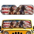 thumbnail image 1 of HUIACONG US Flag Horse Windshield Sun Shade Compatible with 2007-2024 Wrangler Rubicon Sahara TJ JK JKU 2 & 4 Door Car Sun Shade Sun Visor Protector Keep Your Vehicle Cool, Silver, 1 of 6
