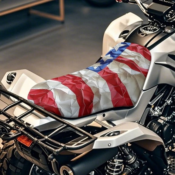 HUIACONG US Flag Waterproof ATV Seat Cover Padded Protector Waterproof Heavy Duty Seat Cover Elastic Polyester Washable Fabricfor Sportsman Rancher Foreman Scrambler