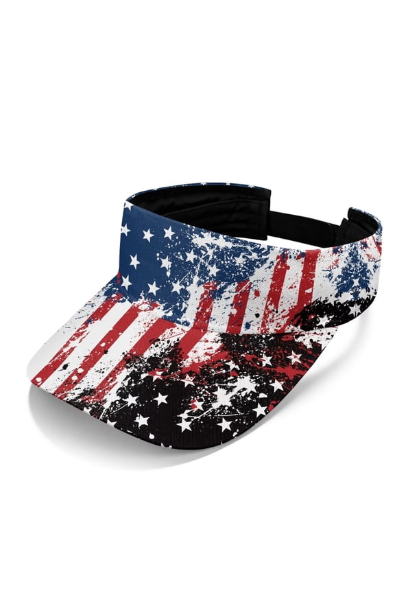 USA Flag Sun Visor, Adjustable Sweat-Wicking Cap for Casual Wear & Patriotic Events