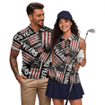 thumbnail image 1 of HUIACONG Vintage American Flag Print Golf Shirts for Men Quarter Zip Short Sleeve Matching Couple Outfits Quick Dry Patriotic Mens Shirts Casual Collared Tops for Golf Outdoor Sports Activities Man L, 1 of 7