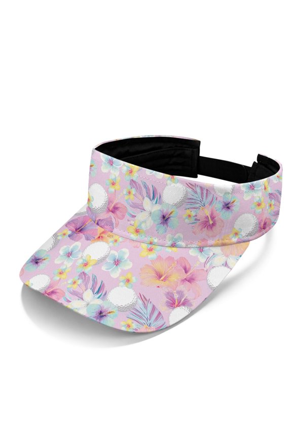 Watercolor Floral Design Sun Visor Hat for Women, Polyester Fabric Empty Top Lightweight Sun Visor Cap for Fishing Walking Hiking
