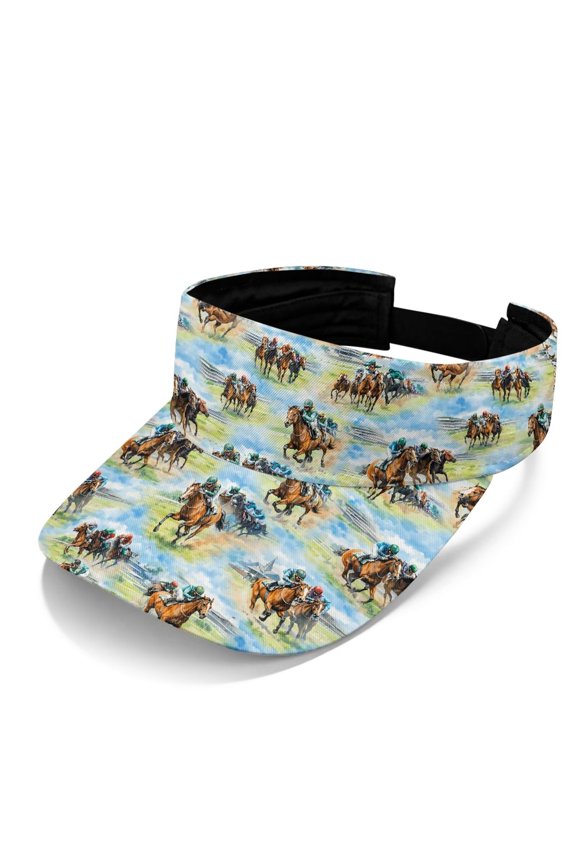Watercolor Horse Racing Sun Visor, Lightweight Breathable Adjustable Cap for Horse Racing Events & Outdoor Sports