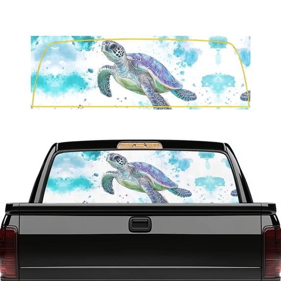 HUIACONG Watercolor Turtles Back Window Decals Trucks Rear Window Decal Personalized Decoration Truck Rear Windows Perforated Decal Back Window Decals Stickers for Truck SUV