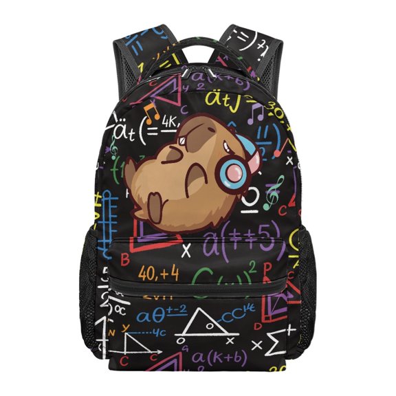 HUIACONG Waterproof Student Backpack, Lion Math Print Polyester Spacious School Bag Water Repellent School Backpack for Picnic Camping Travel