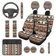thumbnail image 1 of HUIACONG Western Car Seat Covers Full Set Aztec Cowboy Car Accessories Seat Covers Front and Back with Steering Wheel Cover Armrest Cover Seat Belt Pads Headrest Cover Coasters Keychain Universal Fit, 1 of 8