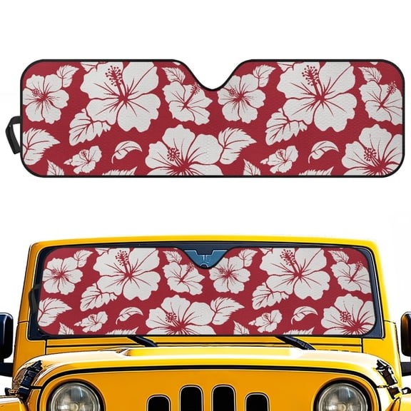 HUIACONG White Peony Sun Shade Windshield for 2007-2023 Wrangler Rubicon Sahara TJ JK JKU 2 & 4 Door-Blocks UV Rays Sun Visor Protector,Car Sun Shade Keep Your Vehicle Cool,Car Window Shade