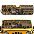 thumbnail image 1 of HUIACONG Wolf Brown Aztec Sun Shade Windshield Compatible with Wrangler JK JKU TJ 1997-2018, Foldable Windshield Sunshade Sun Visor Blocks UV Rays, 1 of 6