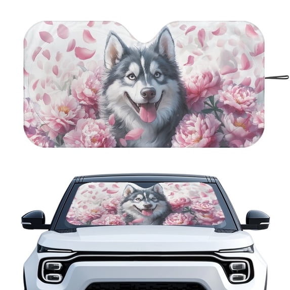 HUIACONG Wolf and Floral Pattern Design UV Protection Windshield Sunshade for Hatchbacks Automotive Block UV Rays UV Reflective Car Sun Shade Windshield