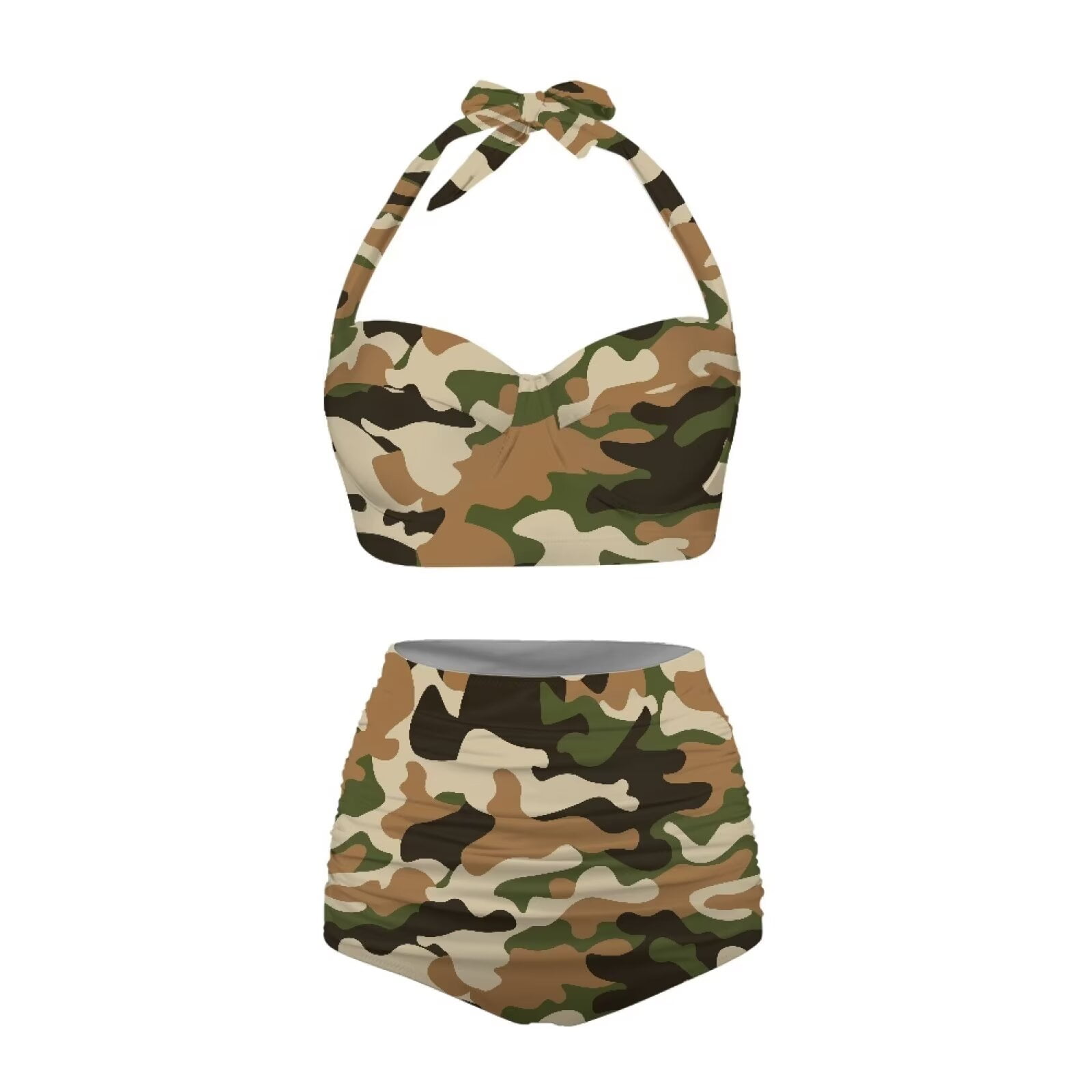 HUIACONG Women Camo Hunting Swimsuit Two Piece Sexy Bikini Ruched High  Waisted Bathing Suits Army Green Camouflage Swimwear-M - Walmart.com
