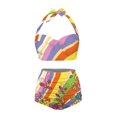 thumbnail image 1 of HUIACONG Women Hippie Tribal Floral Butterfly Print High Waisted Bathing Suits Two Piece Sexy Halter Bikini Ruched Tummy Control Swimsuit-XL, 1 of 6