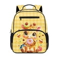 thumbnail image 1 of HUIACONG Yellow Giraffe Donut Print Kids Backpack 13.5 Inch Lightweight Water Resistant School Bag with Multi Pockets Breathable Padded Adjustable Straps for Boys Girls Ages 3-10 Travel Bookbag, 1 of 7