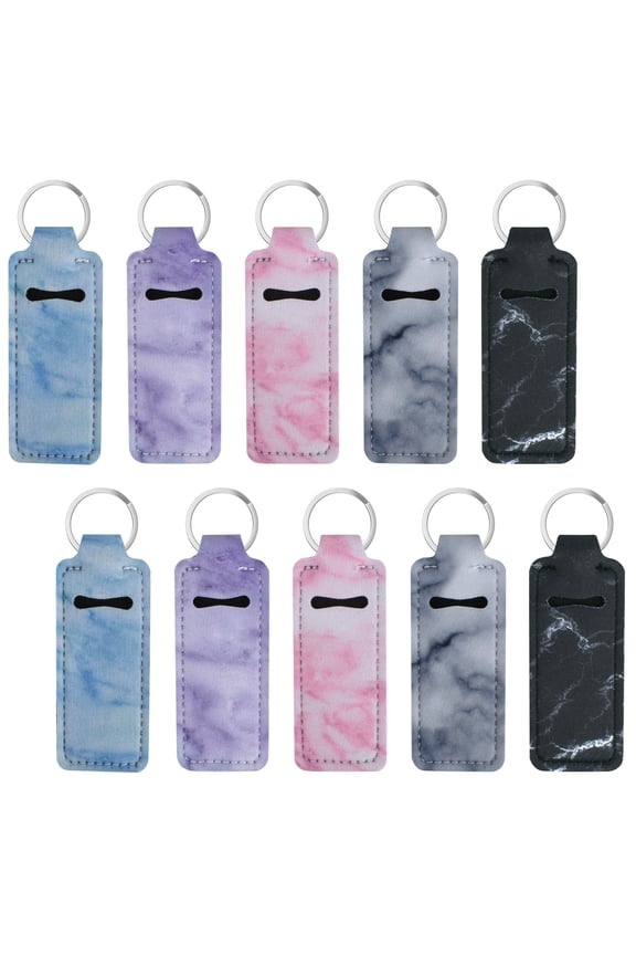 10Pcs Chapstick Holder Keychain Holder Neoprene Lip Balm Lipstick Lip Gloss Holder Travel Accessory for Girls Women Gift
