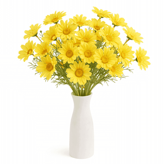 HUIANER 15Pcs 21" Artificial Yellow Daisy Silk Stems, Faux Fake Flowers for Wedding Home Table Decor