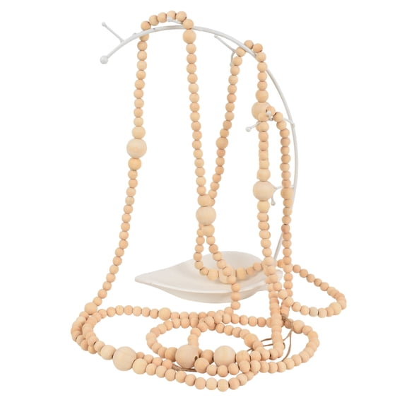 HUIANER 1Pc 12 Feet Christmas Natural Wooden Bead Garland, Round Craft Bead for Boho Farmhouse Xmas Tree Party Decoration Supplies