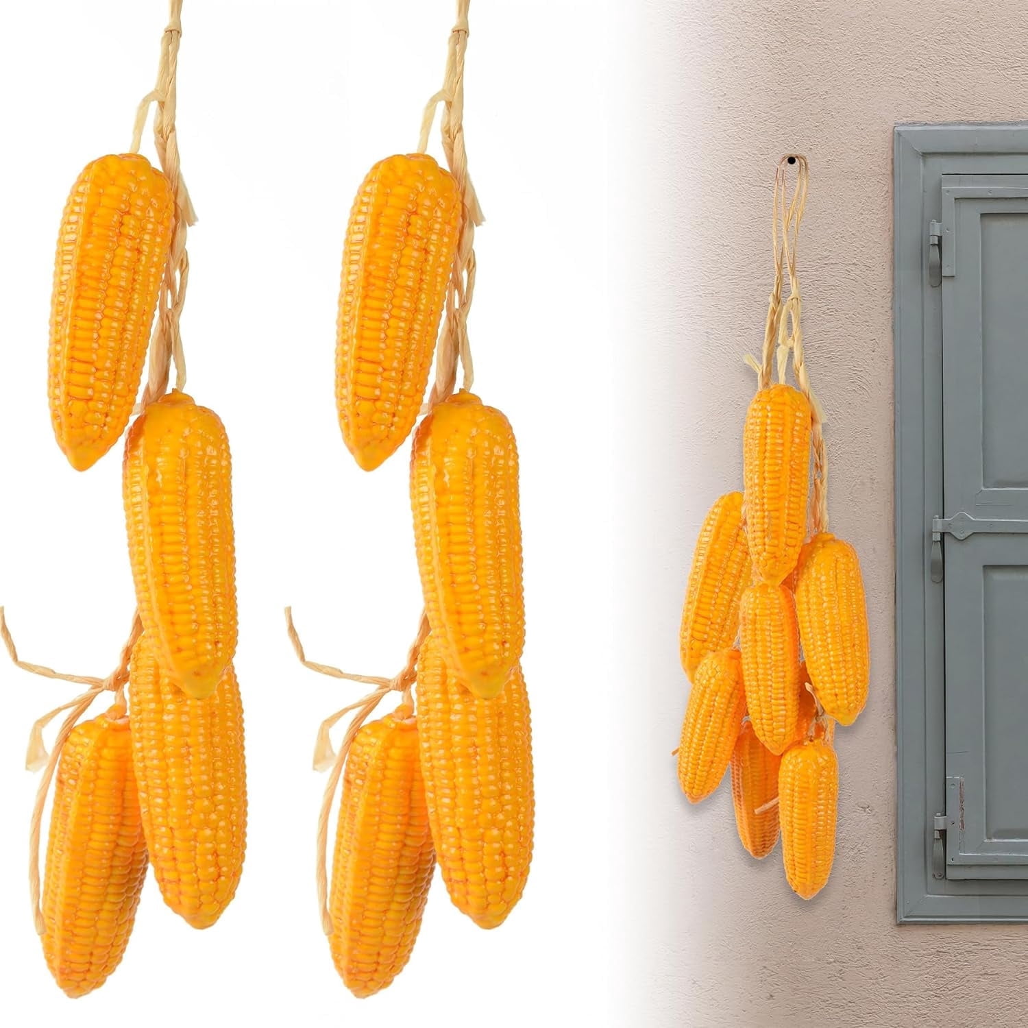 DOITOOL 4PCS Artificial Vegetable Decor - Lifelike Garlic, Corn & Pepper Strings For Kitchen