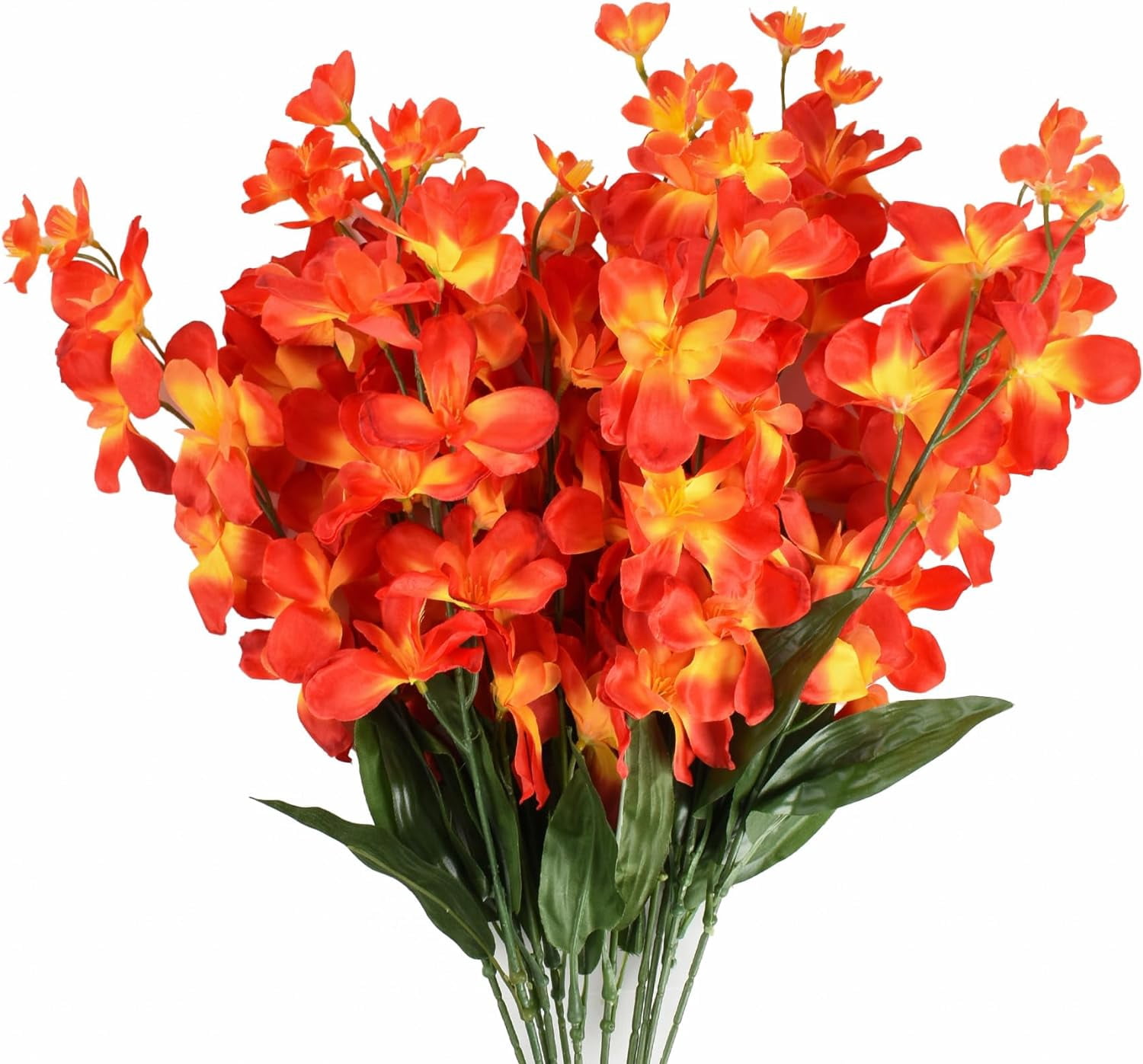 HUIANER 27'' Artificial Orchid Stems, 12Pcs Orange Silk Turquoise Orchids Flowers for Wedding Bridal Bouquet Boutonniere Wreath Table Centerpiece Outdoor Decor