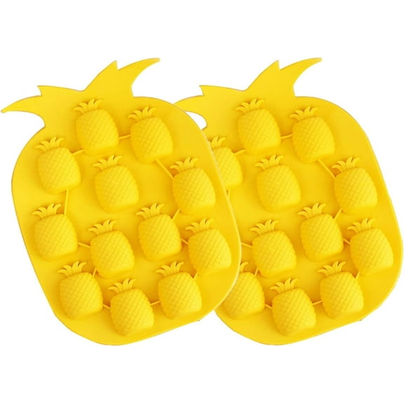 HUIANER Pineapple Mold Candy Chocolate Ice Silicone Molds Kitchen Bar Accessories- 2 Piece of Yellow Molds, 24-Cavity