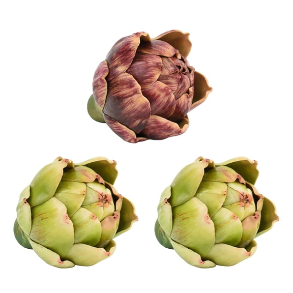 HUIANER 3Pack Artificial Artichoke Large Plastic Vegetables Fake Fruits for Home Wedding Party Table Decoration (Green, Red)