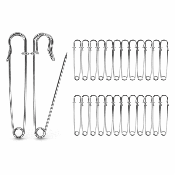HUIANER 50 Pcs Safety Pins, 3 Inch Large Craft Safety Pins for Clothes Leather Canvas Blankets, Extra Large Safety Pin Heavy Duty Safety Pins (Silver)