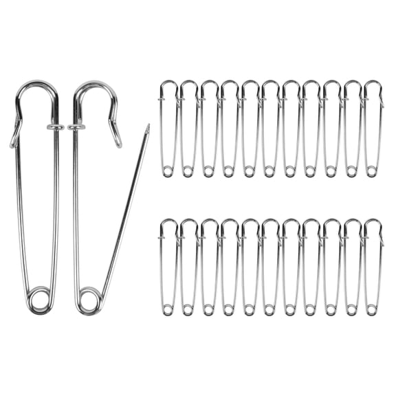 HUIANER 50 Pcs Safety Pins, 3 Inch Large Craft Safety Pins for Clothes Leather Canvas Blankets, Extra Large Safety Pin Heavy Duty Safety Pins (Silver)
