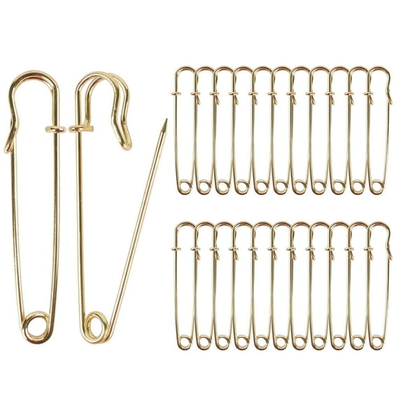 HUIANER 50 Pcs Safety Pins, 3 Inch Large Craft Safety Pins for Clothes Leather Canvas Blankets, Extra Large Safety Pin Heavy Duty Safety Pins (Gold)