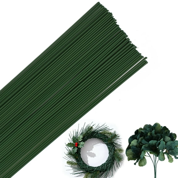 HUIANER 60Pcs Green Floral Wire for Flower Stems, 14 Gauge for DIY Crafts, Flower Making Supplies and Wedding Decorations (16 Inches)