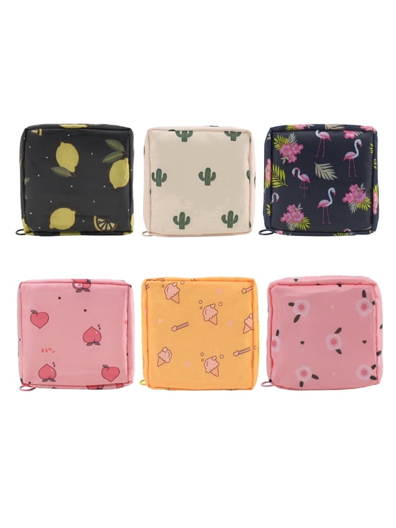 6Pcs Mini Makeup Bag Set, Waterproof Nylon Travel Cosmetic Zipper Pouch for Women Girls