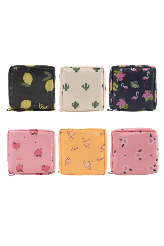 6pcs Mini Makeup Bag Set, Waterproof Nylon Travel Cosmetic Pouch with Zipper for Women and Girls