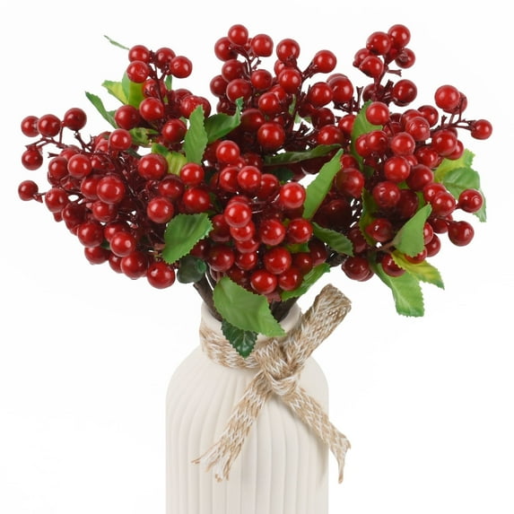 HUIANER Artificial Red Berries 6 Bunches for Wedding DIY Bridal Bouquet Home Kitchen Party Decor