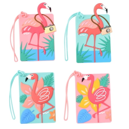 HUIANER Tropical Luggage Tags Pack of 4 - Suitcase Identification Cards, Flamingos Pattern