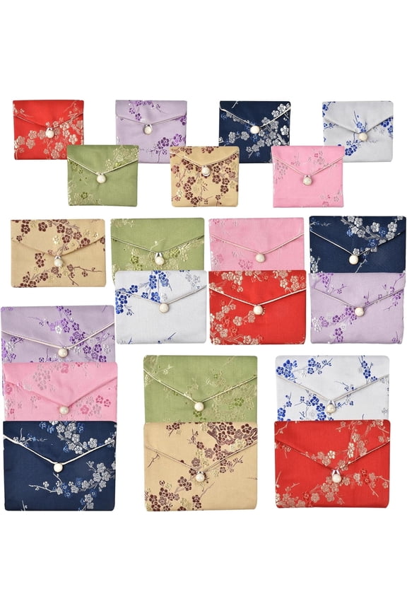 21Pcs Jewelry Chinese Style Silk Purse Pouch Small Travel Jewelry Organizer Bags Embroidered Bag for Wedding, Multicolor