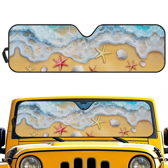 HUIAOCNG Beach Windshield Sun Shade for 2018-2025 Jeep Wrangler JL JLU & 2020-2025 Jeep Gladiator 310T Polyester Covered Foldable Front Sunshade, Blocks UV Rays and Heat, Outdoor Camping
